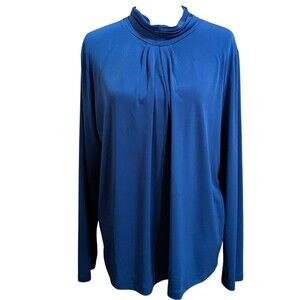 SUSAN GRAVER Vintage Dressy Cobalt Blue Women's Blouse Top Large